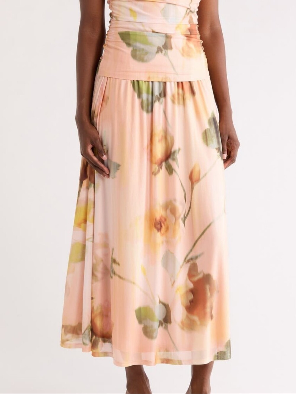New Dr2 By Daniel Rainn Floral Peach Skirt - XL